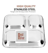 Premium Quality Suitable for Home and Kitchen 3in1 Compartment Plate Set of 8 Pav Bhaji Plates/Dinner Plates/Lunch Plates with Extra deep Square Compartments.-thumb1