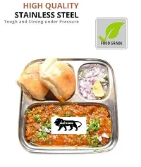 Premium Quality Suitable for Home and Kitchen 3in1 Compartment Plate Set of 8 Pav Bhaji Plates/Dinner Plates/Lunch Plates with Extra deep Square Compartments.-thumb3