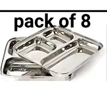 Premium Quality Suitable for Home and Kitchen 3in1 Compartment Plate Set of 8 Pav Bhaji Plates/Dinner Plates/Lunch Plates with Extra deep Square Compartments.-thumb2