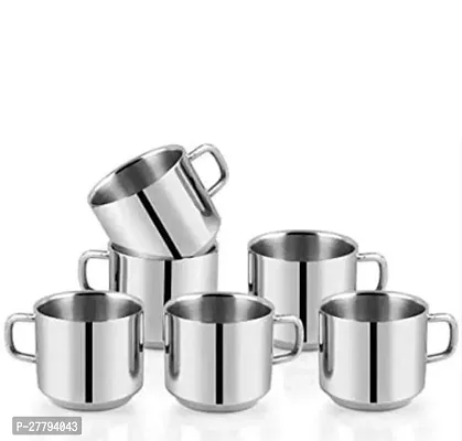 Tea  Coffee Cups| Stainless Steel Double Wall Cup| Small Cute Cup Latest Stylish Design Cold Outside Hot Inside  Set of 6-thumb2