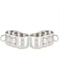 Tea  Coffee Cups| Stainless Steel Double Wall Cup| Small Cute Cup Latest Stylish Design Cold Outside Hot Inside  Set of 6-thumb1