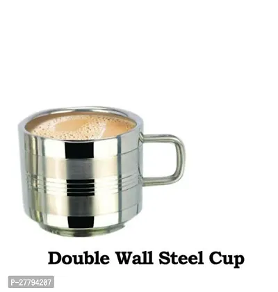 Tea  Coffee Cups| Stainless Steel Double Wall Cup| Small Cute Cup Latest Stylish Design Cold Outside Hot Inside  Set of 6-thumb3