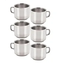 Tea  Coffee Cups| Stainless Steel Double Wall Cup| Small Cute Cup Latest Stylish Design Cold Outside Hot Inside  Set of 6-thumb2