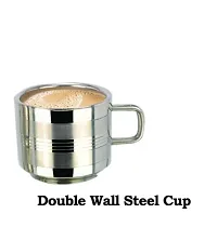 Tea  Coffee Cups| Stainless Steel Double Wall Cup| Small Cute Cup Latest Stylish Design Cold Outside Hot Inside  Set of 6-thumb2