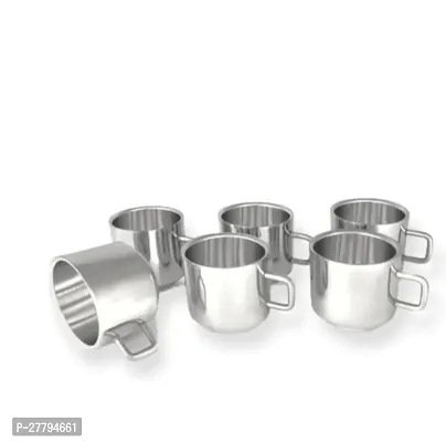 Tea  Coffee Cups| Stainless Steel Double Wall Cup| Small Cute Cup Latest Stylish Design Cold Outside Hot Inside  Set of 6