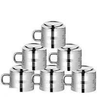 Tea  Coffee Cups| Stainless Steel Double Wall Cup| Small Cute Cup Latest Stylish Design Cold Outside Hot Inside  Set of 6-thumb1