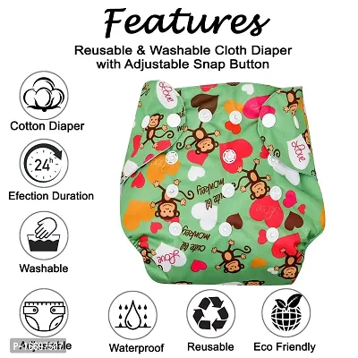 Suppro Reusable Cloth Diaper for baby (3M-3Y) Geen Abstract, Navy Blue with 2 Pad-thumb2