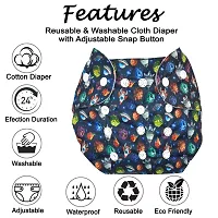 Suppro Reusable Cloth Diaper for baby (3M-3Y) Navy Blue and Green Abstract with 2 Insert-thumb1