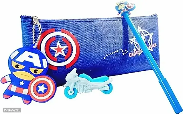 Marvel Avengers And DC Characters Pencil Bag and Keychain Pen And Bike Shaped Eraser