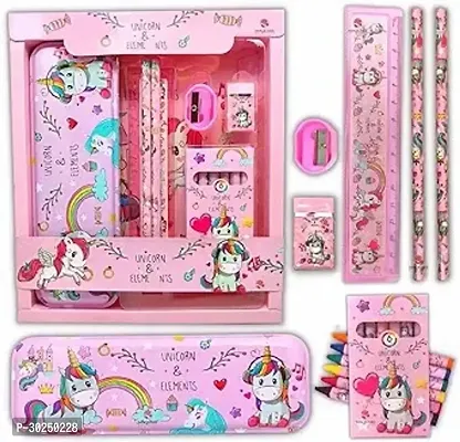 Cute Unicorn Stationery Kit Set For Girls 6 In 1 Cartoon School Items For Kids-thumb0