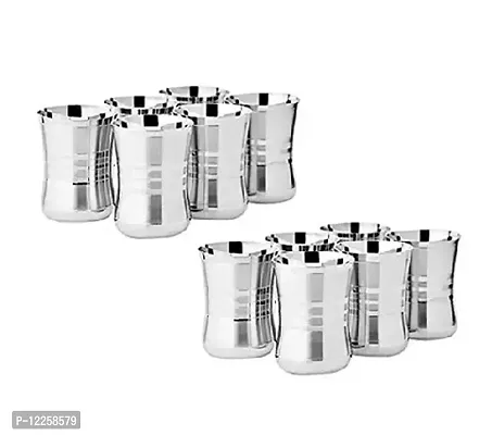 Useful Steel Water Glasses- Pack Of 12