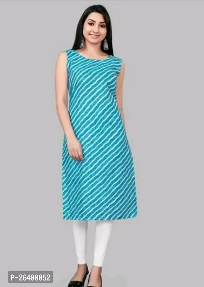 Stylish Blue Crepe Printed Kurta For Women-thumb0