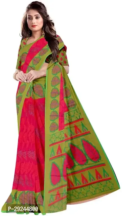Stylish Chiffon Red Printed Saree with Blouse piece For Women-thumb0