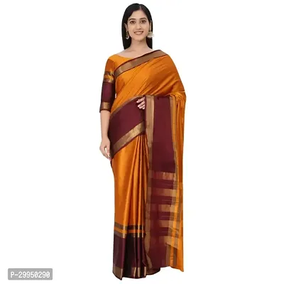 Stylish Wine Cotton Silk Jacquard  Saree With Blouse Piece For Women-thumb0