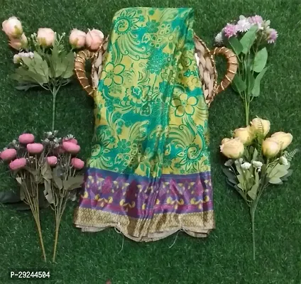 Stylish Crepe Green Printed Saree with Blouse piece For Women-thumb0