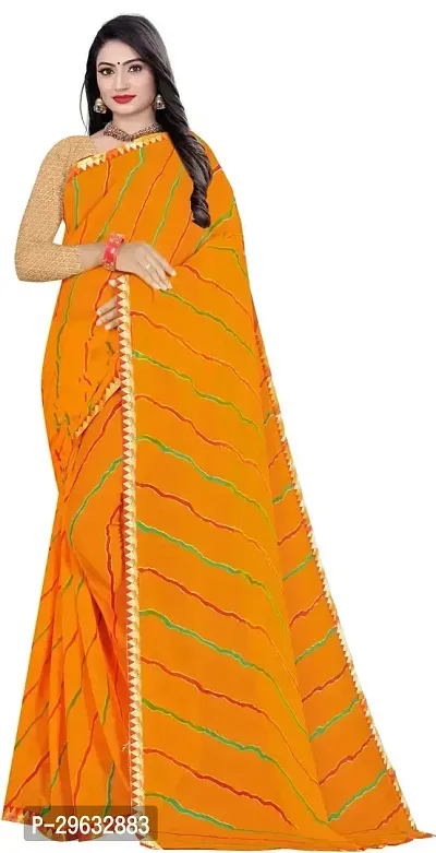 Elegant Yellow Chiffon Printed Saree With Blouse Piece For Women