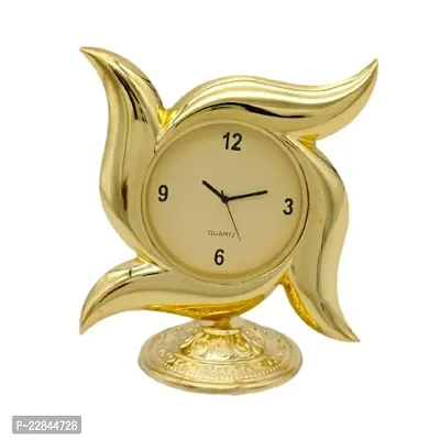 Copper-Toned Modish Table Clock with White Silhouette - WallMantra