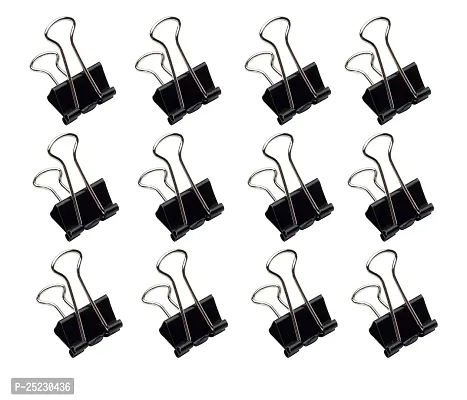 QURTASIA Blinder Clip Small Stainless Steel 19 mm Steel  (Set of 12, Black)-thumb0