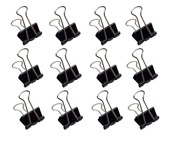 QURTASIA Blinder Clip Small Stainless Steel 19 mm Steel  (Set of 12, Black)