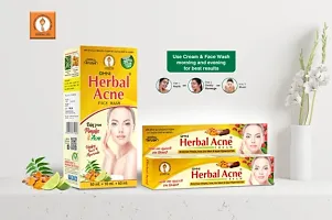 Omni Herbal Acne Cream 30gm+ Omni Herbal Acne Face Wash 60ml (For Unisex) Acne Pimple Dark Circles Black Head Pigment Remove-thumb1