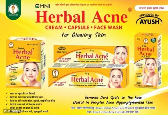 Omni Herbal Acne Cream 30gm+ Omni Herbal Acne Face Wash 60ml (For Unisex) Acne Pimple Dark Circles Black Head Pigment Remove-thumb3