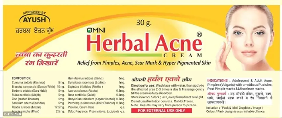 Omni Herbal Acne Cream 30gm (for Unisex) Relif from Pimple Acne Dark Circle Pigment Clear Cream) Since 1992-thumb4