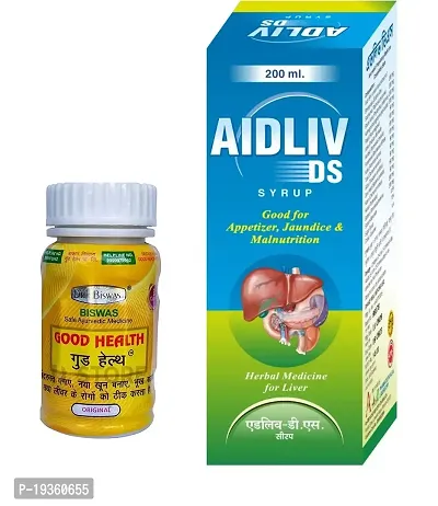 Dr Biswas Good Health 50 Capsule + Ayurvedic AIDLIV DS Syrup 200 ml (Good for Appetizer, Jaundice  Malnutrition) for All AGE GROUP