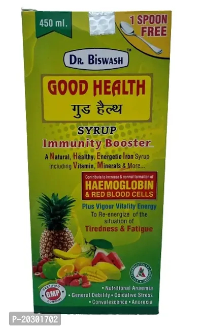 Dr Biswash GOOD HEALTH SYRUP Immunity Booster 450 ml with Free 1 SPOON for Unisex All Age Group-thumb0