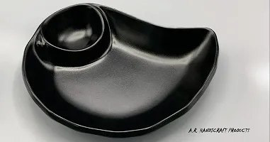 A.R. Handicraft Melamine Chip N Dip Platter Pack of 1-Piece Serving Platter Black Melamine Matte Finish.-thumb1