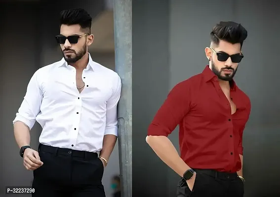 Reliable Multicoloured Polyester Solid Casual Shirt For Men Pack Of 2