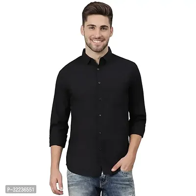 Reliable Black Polyester Solid Casual Shirt For Men-thumb0