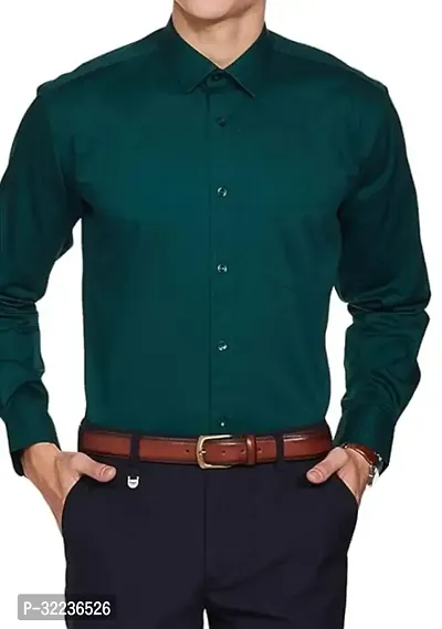 Reliable Green Polyester Solid Casual Shirt For Men-thumb0