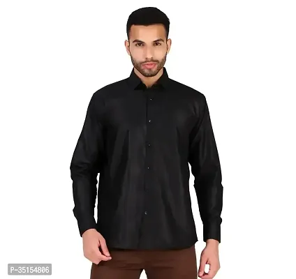 Stylish Black Cotton Blend Casual Shirt For Men