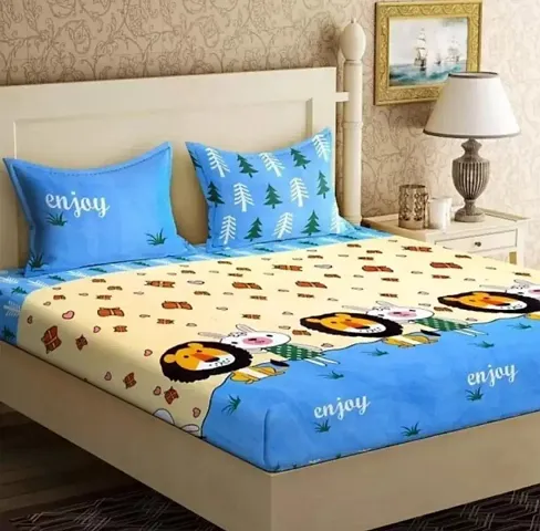 Glace Cotton Printed Double Bedsheets with 2 pillow cover