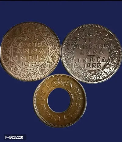 2 different Quarter Annas - George V and George VI and 1 Rare Hole Pice (3coins).Will get different years as per the availability.-thumb0