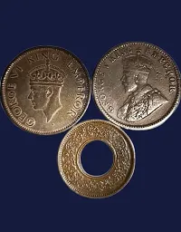 2 different Quarter Annas - George V and George VI and 1 Rare Hole Pice (3coins).Will get different years as per the availability.-thumb1