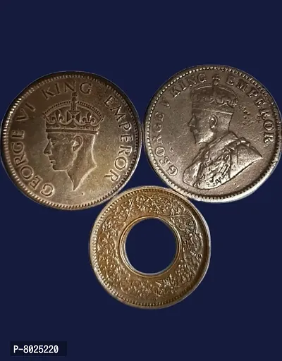 2 different Quarter Annas - George V and George VI and 1 Rare Hole Pice (3coins).Will get different years as per the availability.-thumb2
