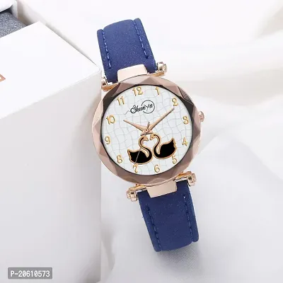 Satnam Art New Duck Design Dial And Blue Lather Strap Analog Watch For Women And Girls-thumb0