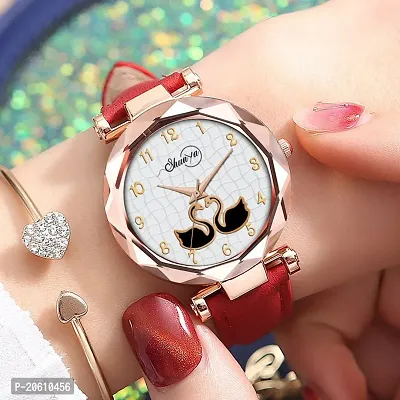 Satnam Art New Duck Design Dial And Red Lather Strap Analog Watch For Women And Girls-thumb5