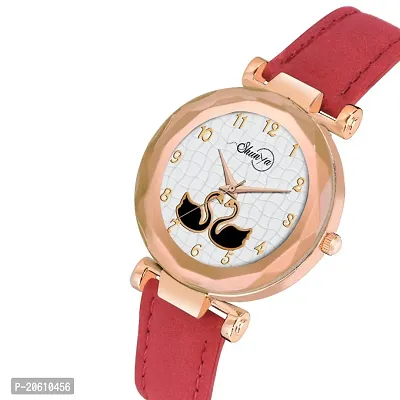 Satnam Art New Duck Design Dial And Red Lather Strap Analog Watch For Women And Girls-thumb4