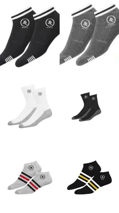 JDL World Unisex Sports and Formal Socks (Pack of 6) Mens and Womens Muticlour