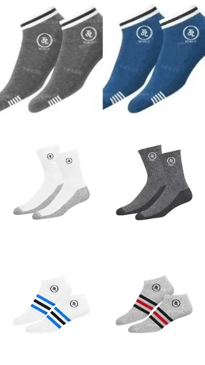 JDL World Unisex Sports and Formal Socks (Pack of 6) Mens and Womens Muticlour