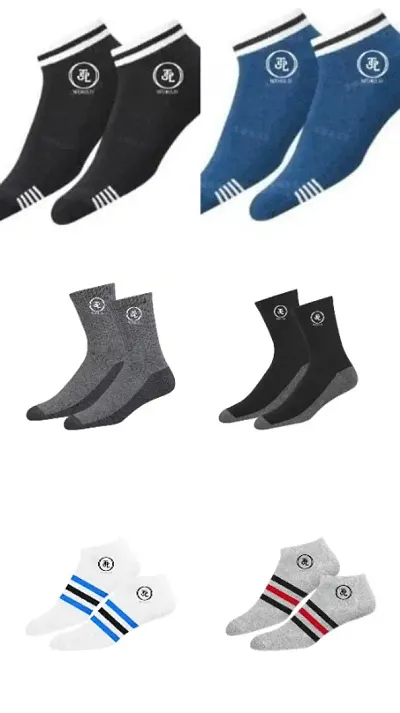 JDL World Unisex Sports and Formal Socks (Pack of 6) Mens and Womens Muticlour