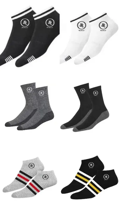 JDL World Unisex Sports and Formal Socks (Pack of 6) Mens and Womens Muticlour