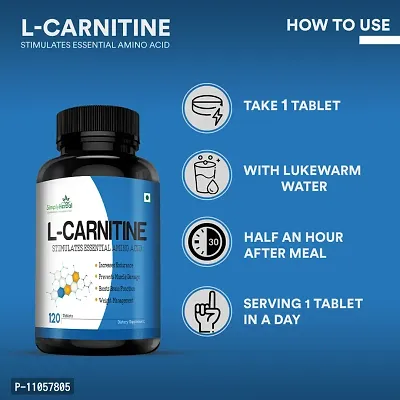 Simply Herbal L- Carnitine Tablet 500mg - (Amino Acid for Muscle, Brain  Heart)  (120 Tablets)-thumb5