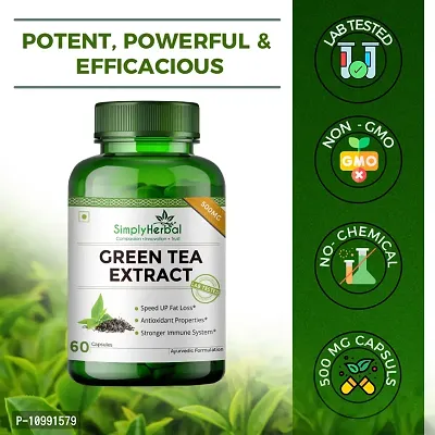 Simply Herbal 100% Natural Potent Green Tea Extract 500 Mg Veg Capsules - 80 Capsules-thumb3