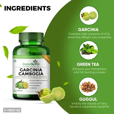 Simply Herbal Garcinia Cambogia 70%HCA +GreenTea +Guggul 800mg 60 no.s For Weight loss  (60 Capsules)-thumb5