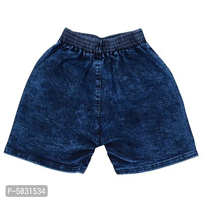 Stylish Blue Denim Self Pattern Shorts For Boys-thumb2