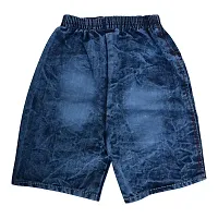 Stylish Blue Denim Self Pattern Shorts For Boys-thumb1