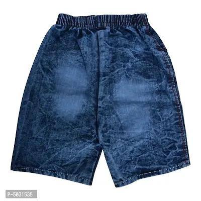 Stylish Blue Denim Self Pattern Shorts For Boys-thumb2